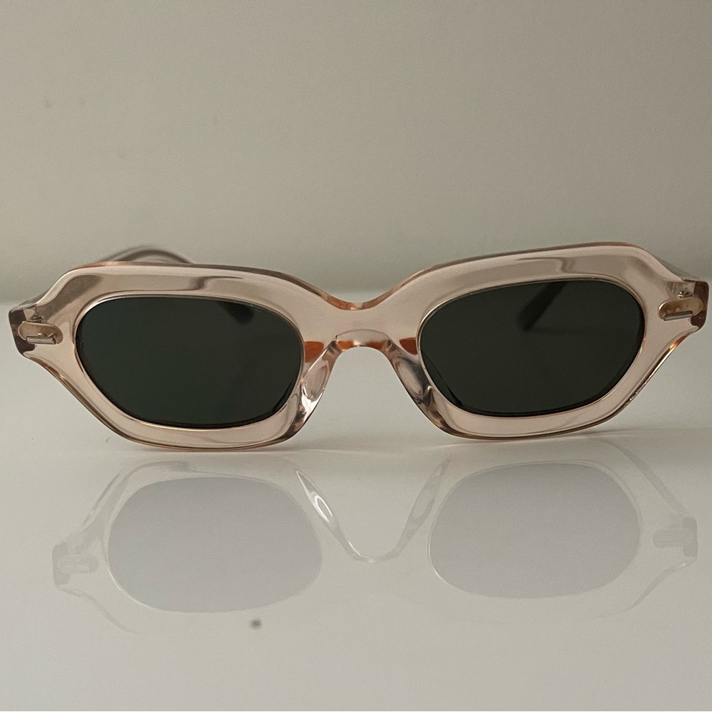 The Row Oliver Peoples La Cc Pink Silk Oval Sunglasses